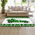Soft Area Rugs for Bedroom Happy St. Patrick's Day Green Plaid Truck Lucky Shamrock Washable Rug Carpet Floor Comfy Carpet Kids Play Mats Runner Rug for Floor Accent Home Decor-