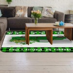 Soft Area Rugs for Bedroom Happy St. Patrick's Day Green Truck Shamrock Gold Coin Wood Grain Washable Rug Carpet Floor Comfy Carpet Kids Play Mats Runner Rug for Floor Accent Home Decor-