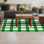 Soft Area Rugs for Bedroom Happy St. Patrick's Day Green White Buffalo Check Plaid Washable Rug Carpet Floor Comfy Carpet Kids Play Mats Runner Rug for Floor Accent Home Decor-