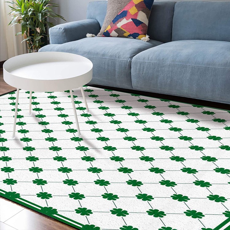 Soft Area Rugs for Bedroom Happy St. Patrick's Day Lucky Shamrock Buffalo Check Plaid Washable Rug Carpet Floor Comfy Carpet Kids Play Mats Runner Rug for Floor Accent Home Decor-