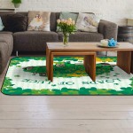 Soft Area Rugs for Bedroom Happy St. Patrick's Day Retro Lucky Shamrock Green Diamond Plaid Washable Rug Carpet Floor Comfy Carpet Kids Play Mats Runner Rug for Floor Accent Home Decor-