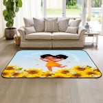 Soft Area Rugs for Bedroom I am Capable Positive Black Girl with Farm Fresh Sunflowers Washable Rug Carpet Floor Comfy Carpet Kids Play Mats Runner Rug for Floor Accent Home Decor-