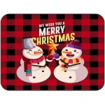 Soft Area Rugs for Bedroom I Wish You a Merry Christmas Cute Snowman WishTrophy Red Buffalo Check Plaid Washable Rug Carpet Floor Comfy Carpet Kids Play Mats Runner Rug for Floor Accent Home Decor-