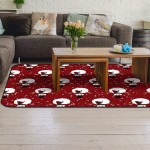 Soft Area Rugs for Bedroom Merry Christmas Cute Snowman Romantic Snowflake Winter Red Background Washable Rug Carpet Floor Comfy Carpet Kids Play Mats Runner Rug for Floor Accent Home Decor-