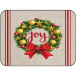 Soft Area Rugs for Bedroom Merry Christmas Farm Xmas Wreath Bow Joy Retro Red Stripes Washable Rug Carpet Floor Comfy Carpet Kids Play Mats Runner Rug for Floor Accent Home Decor-