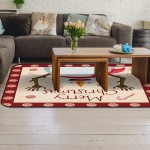 Soft Area Rugs for Bedroom Merry Christmas Funny Snowman Loves Candy Retro Lollipop Style Washable Rug Carpet Floor Comfy Carpet Kids Play Mats Runner Rug for Floor Accent Home Decor-