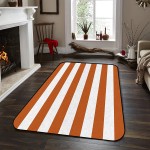 Soft Area Rugs for Bedroom Merry Christmas Minimalist Orange White Stripes Washable Rug Carpet Floor Comfy Carpet Kids Play Mats Runner Rug for Floor Accent Home Decor-
