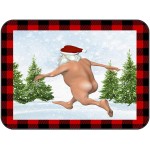 Soft Area Rugs for Bedroom Merry Christmas Santa Naked Funny Crazy Streaking Xmas Tree Red Plaid Washable Rug Carpet Floor Comfy Carpet Kids Play Mats Runner Rug for Floor Accent Home Decor-