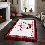 Soft Area Rugs for Bedroom Merry Christmas Warm Santa Claus Dreamy Snowflake Red Buffalo Check Plaid Washable Rug Carpet Floor Comfy Carpet Kids Play Mats Runner Rug for Floor Accent Home Decor-