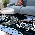 Soft Area Rugs for Bedroom Minimalist Black Blue Polynesian Texture Washable Rug Carpet Floor Comfy Carpet Kids Play Mats Runner Rug for Floor Accent Home Decor- 5'x8'