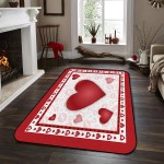 Soft Area Rugs for Bedroom Romantic Happy Valentine's Day Red Lips Love Heart Washable Rug Carpet Floor Comfy Carpet Kids Play Mats Runner Rug for Floor Accent Home Decor-