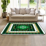 Soft Area Rugs for Bedroom St. Patrick's Day Lucky Shamrock Green Buffalo Plaid Lucky Day Washable Rug Carpet Floor Comfy Carpet Kids Play Mats Runner Rug for Floor Accent Home Decor-