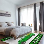 Soft Area Rugs for Bedroom St. Patrick's Day Shamrock Green Truck Buffalo Check Plaid Washable Rug Carpet Floor Comfy Carpet Kids Play Mats Runner Rug for Floor Accent Home Decor-