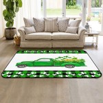 Soft Area Rugs for Bedroom St. Patrick's Day Shamrock Green Truck Buffalo Check Plaid Washable Rug Carpet Floor Comfy Carpet Kids Play Mats Runner Rug for Floor Accent Home Decor-