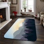 Soft Area Rugs for Bedroom Sunset Sundown Mountains Pine Trees Woods Magnificent Scenery Washable Rug Carpet Floor Comfy Carpet Kids Play Mats Runner Rug for Floor Accent Home Decor- 5'x8'