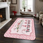 Soft Area Rugs for Bedroom Valentine's Day Sweet Gnome Romantic Rose Pink Love Buffalo Check Plaid Washable Rug Carpet Floor Comfy Carpet Kids Play Mats Runner Rug for Floor Accent Home Decor-