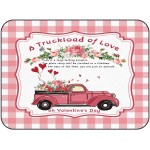 Soft Area Rugs for Bedroom Valentine's Day Sweet Truck with Rose Love Balloon Pink Plaid Washable Rug Carpet Floor Comfy Carpet Kids Play Mats Runner Rug for Floor Accent Home Decor-