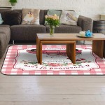 Soft Area Rugs for Bedroom Valentine's Day Sweet Truck with Rose Love Balloon Pink Plaid Washable Rug Carpet Floor Comfy Carpet Kids Play Mats Runner Rug for Floor Accent Home Decor-