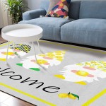 Soft Area Rugs for Bedroom Welcome Summer Farmhouse Cute Dwarf Holding Fresh Lemon Washable Rug Carpet Floor Comfy Carpet Kids Play Mats Runner Rug for Floor Accent Home Decor- 5'x7'