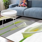 Soft Area Rugs for Bedroom White Elegant Calla Lilies Bouquet Washable Rug Carpet Floor Comfy Carpet Kids Play Mats Runner Rug for Floor Accent Home Decor- 5'x7'