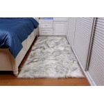 Soft Silky Fluffy Shag Faux Sheepskin Area Rug,Chair Cover Home Décor Accent for a Kid's Room,Childrens Bedroom Nursery Living Room or Bath,8ftx8ft,White with Grey