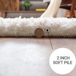 Super Area Rugs Ultra Fluffy & Soft Handmade Shag Accent Rug for Home Decor Non Skid Snow White 2' x 3' Mat