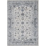Troy Collection Blue & Ivory Distressed Floral Print Area Rug 7'9 x 10'2 Contemporary Classic Accent Rug by Abani Rugs