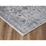 Troy Collection Blue & Ivory Distressed Floral Print Area Rug 7'9 x 10'2 Contemporary Classic Accent Rug by Abani Rugs