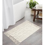 Uphome Boho Bathroom Rug 2' x 3' Tufted Cotton Accent Rug with Tassel Hand Woven Washable Geometric Area Rug for Entryway Bedroom Laundry Living Room Kitchen