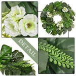 Valery Madelyn 24 Inch Artificial Tropical Palm Leaves Greenery Wreath for Front Door Spring Summer Wreath with Monstera Leaves for Indoor Outdoor Wall Window and Home Decoration