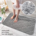 24x16 Inch Bathroom Rugs,Cosy Homeer100% Mirco Polyester Accent Rugs Easy-Clean,Super Thick and Soft,Perfect Absorbant,Non Slip,Machine Washable Bath Mat Grey
