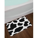 Ambesonne Cow Print Bath Mat Hide of a Cow with Black Spots Abstract and Plain Style Barnyard Life Print Plush Bathroom Decor Mat with Non Slip Backing 29.5 X 17.5 Black White