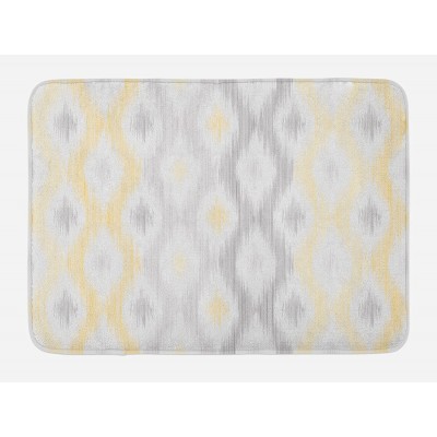 Ambesonne Grey and Yellow Bath Mat Sketchy Hand Drawn Abstract Chain Like Design Plush Bathroom Decor Mat with Non Slip Backing 29.5" X 17.5" Grey Yellow