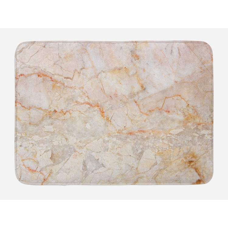 Ambesonne Marble Bath Mat Mine Pattern Design Natural Fractures Realistic Stained Surface Art Print Plush Bathroom Decor Mat with Non Slip Backing 29.5 X 17.5 Orange Brown