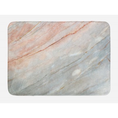 Ambesonne Marble Bath Mat Onyx Stone Textured Natural Featured Scratches Illustration Plush Bathroom Decor Mat with Non Slip Backing 29.5" X 17.5" Peach Grey