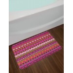 Ambesonne Pink Bath Mat Traditional Motifs and Borders Accents Vintage Native Folk Art Plush Bathroom Decor Mat with Non Slip Backing 29.5 X 17.5 Multicolor