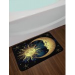 Ambesonne Psychedelic Bath Mat Moon and Sun in Antique Style Lunar Myth Astrology Art Print Plush Bathroom Decor Mat with Non Slip Backing 29.5 X 17.5 Navy Yellow