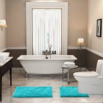 Bathroom Rugs Chenille Bath Mat Set Soft Plush Non-Skid Shower Rug + Toilet Mat.Turquoise