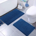 Blue Bathroom Rugs Extra-Soft Plush Blue Bath mat Chenille Microfiber Bathroom Rugs and mats Sets Super Absorbent Blue Bathroom Set Luxury Bathroom Décor