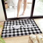 Doormat Indoor Outdoor Front Entrance Mat Bathroom Rug Accent Runner Abstract Grey White Farm Plaid Love Home Area Rug Non-Slip Absorbent Bath Mat 18x30