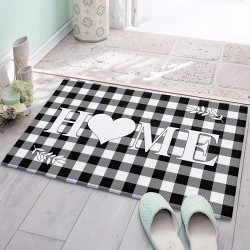 Doormat Indoor Outdoor Front Entrance Mat Bathroom Rug Accent Runner Abstract Grey White Farm Plaid Love Home Area Rug Non-Slip Absorbent Bath Mat 18"x30"