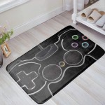 Hacleys-Doormat Welcome Mat Indoor Outdoor Bath Floor Rug Decor Art Print with Non Slip Backing 30x18 inch-Black Video Game Controller Gamer Bathroom mat