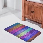 Harneeya Colorful Wood Bathroom Rugs Non-Slip Washable Coral Velvet Mats Print Home Decor Multicolor 16x24 Inch