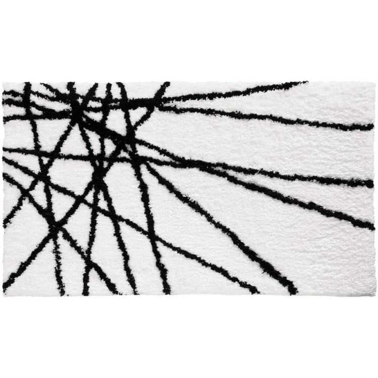 iDesign 17310 Abstract Bath Mat Machine Washable Microfiber Accent Rug for Bathroom Kitchen Bedroom Office Kid's Room 34 x 21 Black and White