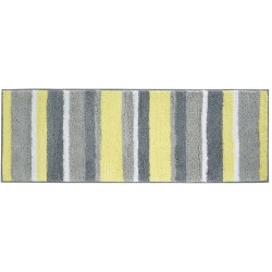 iDesign Microfiber Stripz Accent Shower Rug Bath Mat for Master Guest Kids' Bathroom Entryway 60" x 21" Gray and Yellow,18924