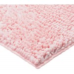 Laura Ashley 2-Piece Butter Chenille 17 x 24 and 20 x 34 Bath Mat Set Pink Mist