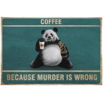 LBHAUSE Bathroom Rugs Soft Plush Bath Mat Funny Panda with Coffee Non Slip Shaggy Bath Rugs Absorbent Floor Mats Runner Perfect for Tub Shower Indoor 18 x 30 Kitchen Decor Green Backdrop