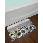 Lunarable Modern Bath Mat Sunflower Field Black and White with a Single Yellow Flower Spring Landscape Individuality Plush Bathroom Decor Mat with Non Slip Backing 29.5 X 17.5 Grey