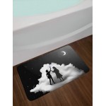 Lunarable Neverland Bath Mat Peter Pan Story Pan and Wendy Standing on Clouds Moon Night Dream Plush Bathroom Decor Mat with Non Slip Backing 29.5 X 17.5 White Grey