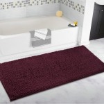 MAYSHINE Large Soft Plush Microfiber Bathroom Rug or Floor Runner Shag Carpet |Machine Washable Water Absorbent Non-Slip Quick Dry Chenille Bath Mat Burgundy 27.5x47
